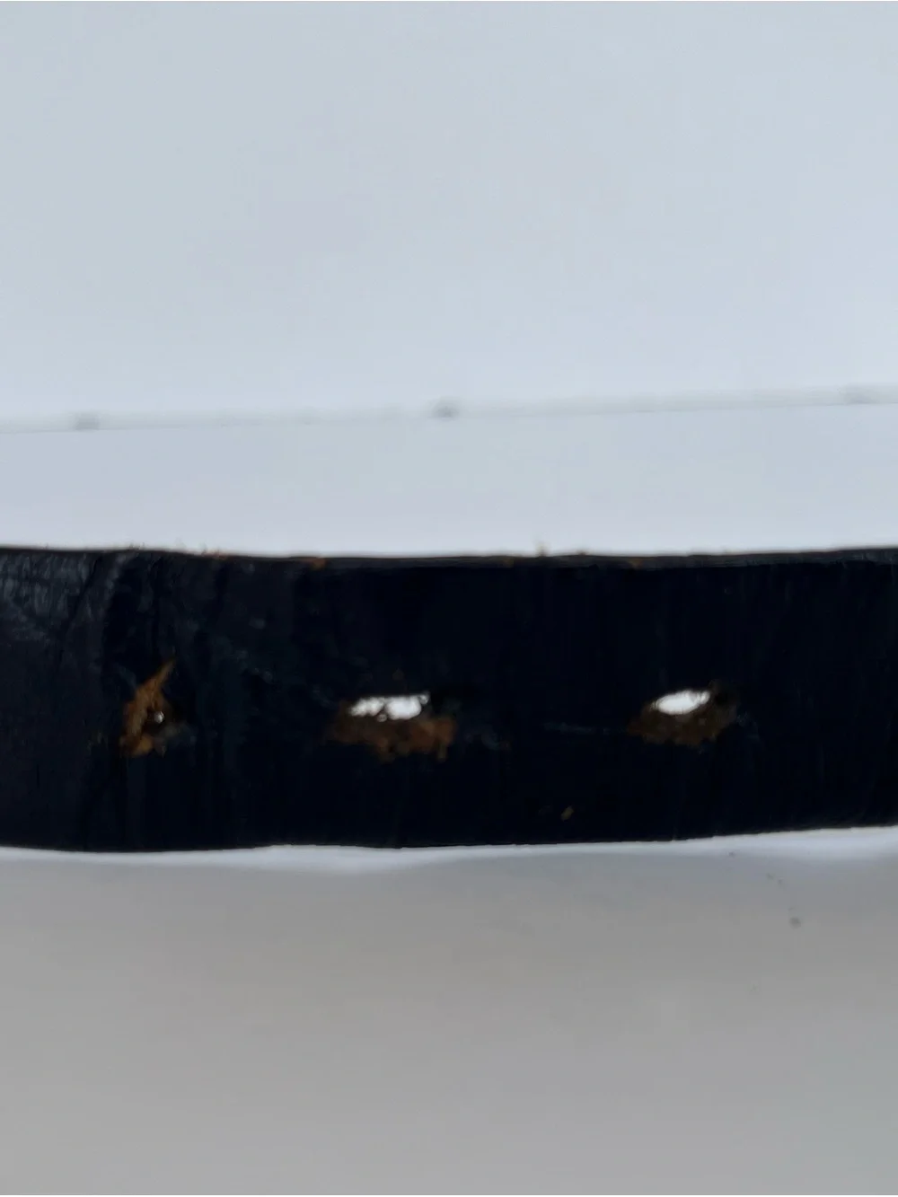 Saks Fifth Avenue Vintage Black Croc-Embossed Leather Belt with Brass Buckle